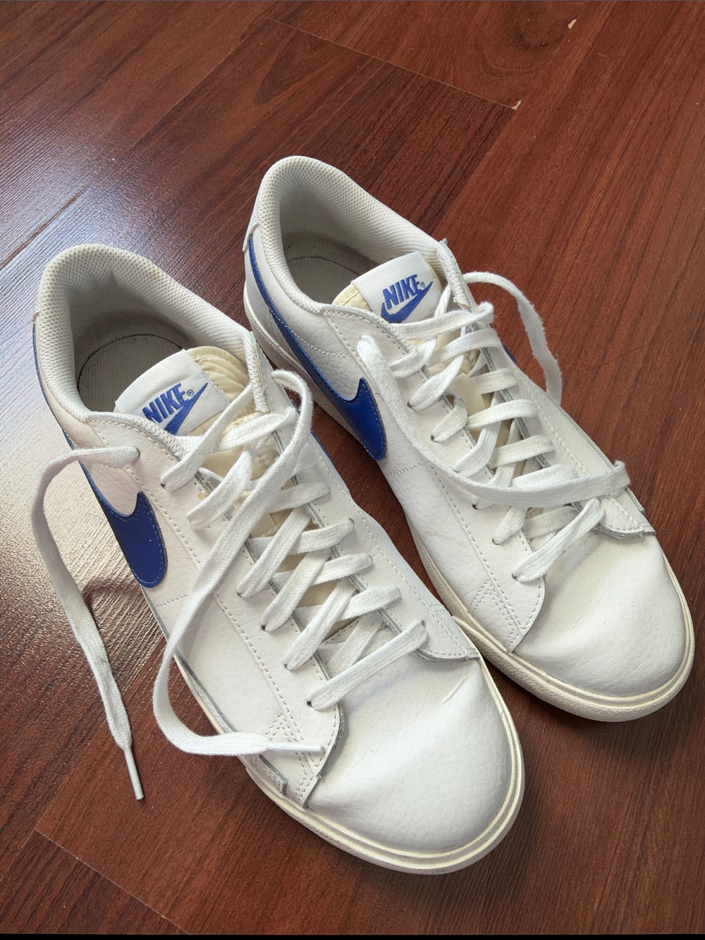 Nike Men’s White & Blue Classic Low-Top Sneakers